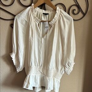 Ann Taylor Cream Ruffle Blouse NWT